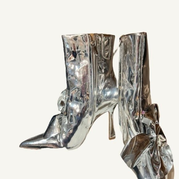 🌻NEW w/tags Sam Edelman Esmae Silver Stiletto Ankle Bootie Size 8.5 - Picture 9 of 11